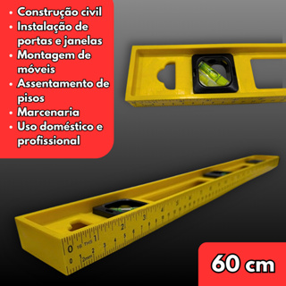 Nível Profissional GolField 60 cm Régua 3 Bolha ABS Prumo Medição Nivelador em Oferta na Shopee