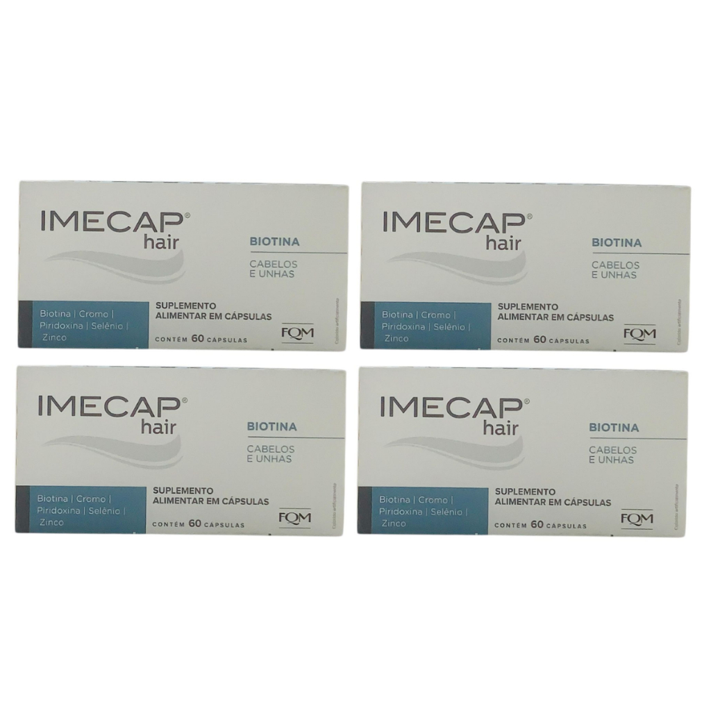 4 Caixas Imecap Hair 60 Cápsulas Fortalece e Faz Crescer