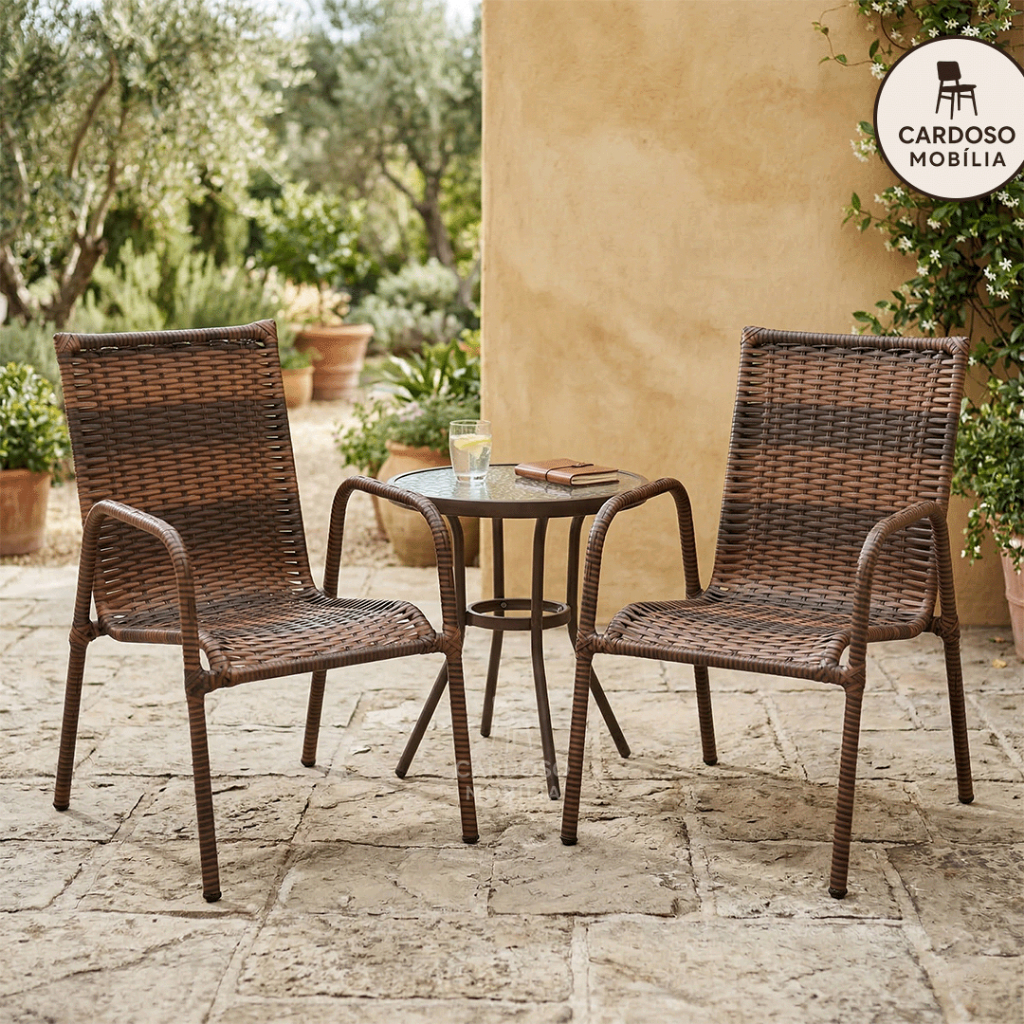 Kit 2 Cadeira Amêndoa de Junco Sintético/Junco de Aço Reforçado e Resistente