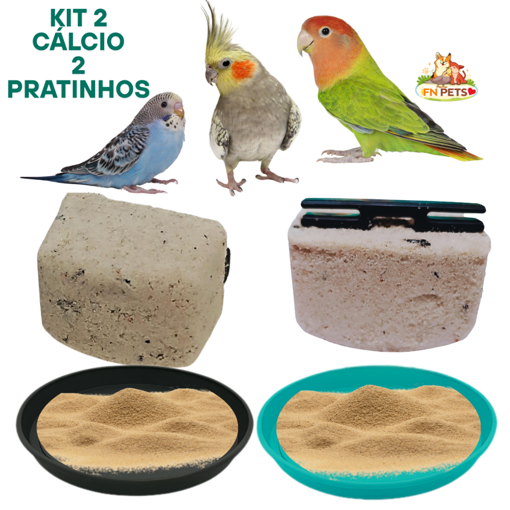 kit 2 Pedra de Cálcio +2 pratinhos passaro calcio Calopsita,ring neck,papagaio,Periquito, gaiola
