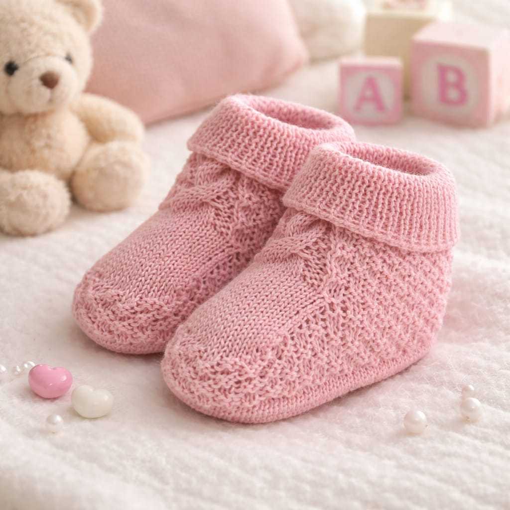 Sapatinho de Tricô para Bebê Recém Nascido Botinha em tricot  0 a 3 Meses Menino Menina