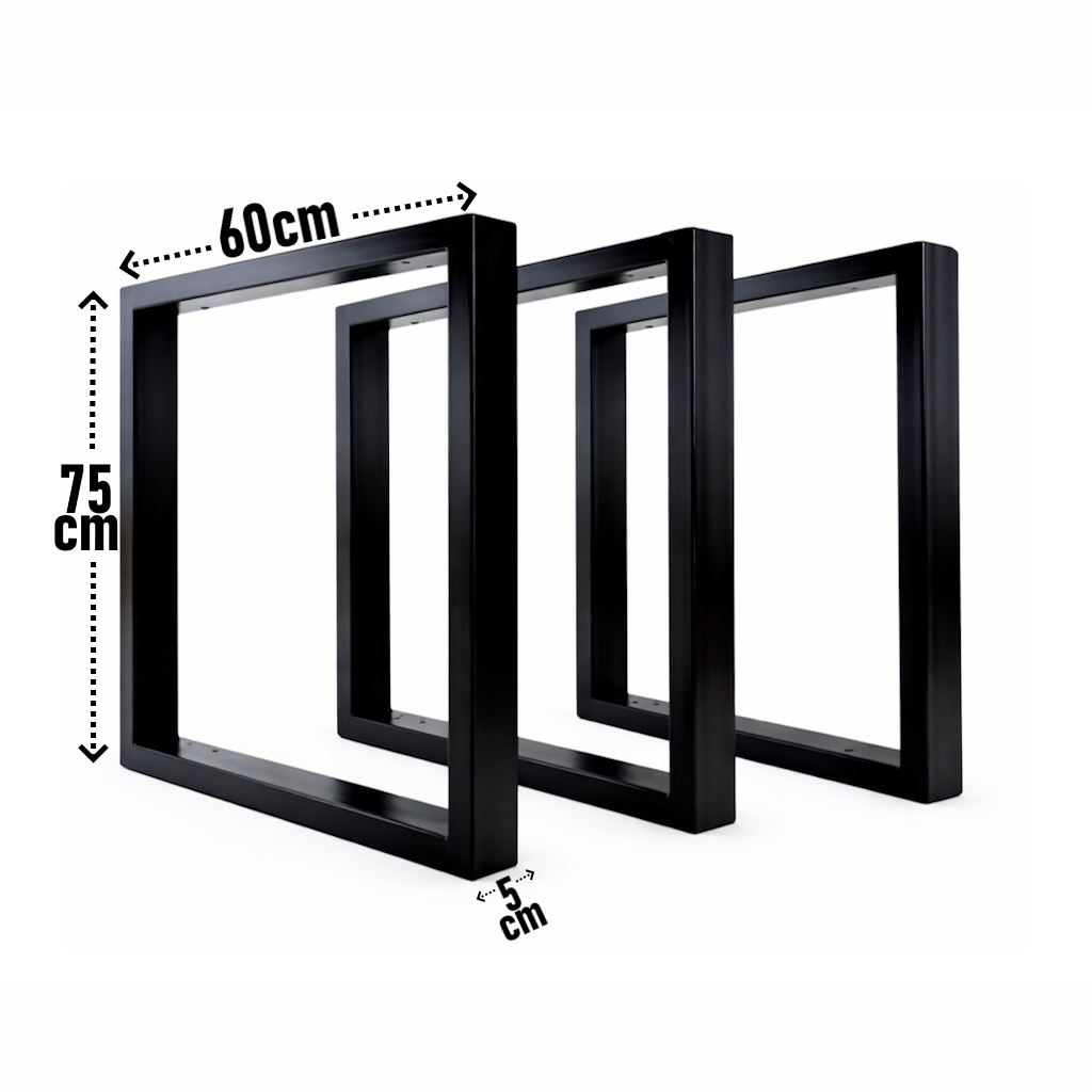 Pé de Mesa 75x60 Aço Reforçado Kit 3 Pés Industrial C/ Nivelador Alta Resistência