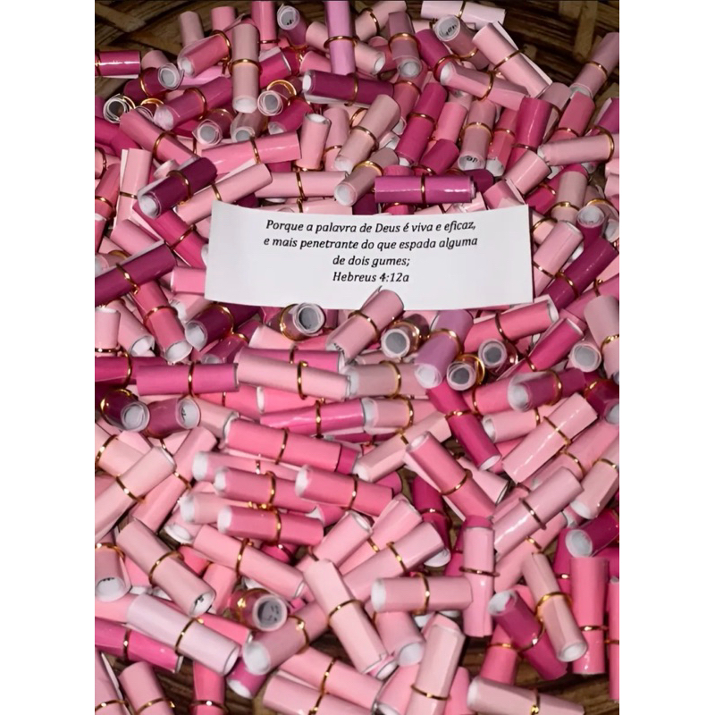 REFIL VERSÍCULOS BÍBLICOS /ENROLADINHOS /TONS DE ROSA SORTIDOS 200un