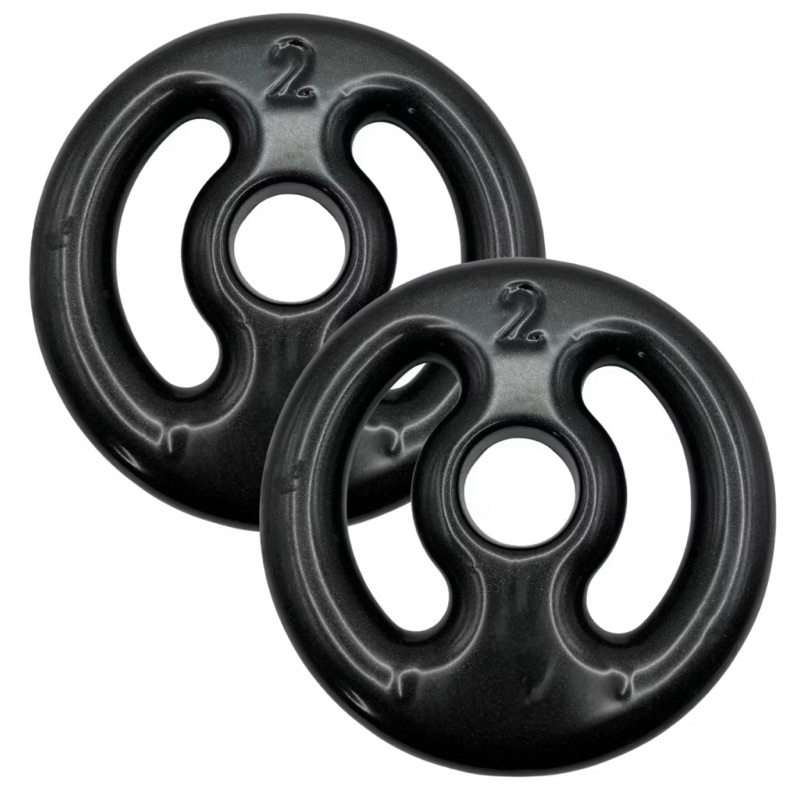 Kit 2 Anilhas 2Kg Emborrachada Academia Musculação Preto (ENVIO IMEDIATO)