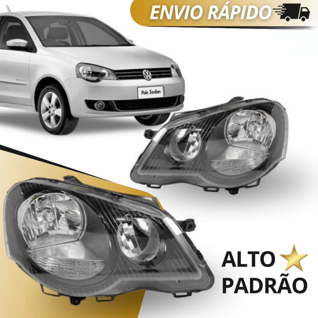 Farol Polo Mascara Negra /pa 2007 2008 2009 2010 2011 2012 2013 2014 Lado Direito