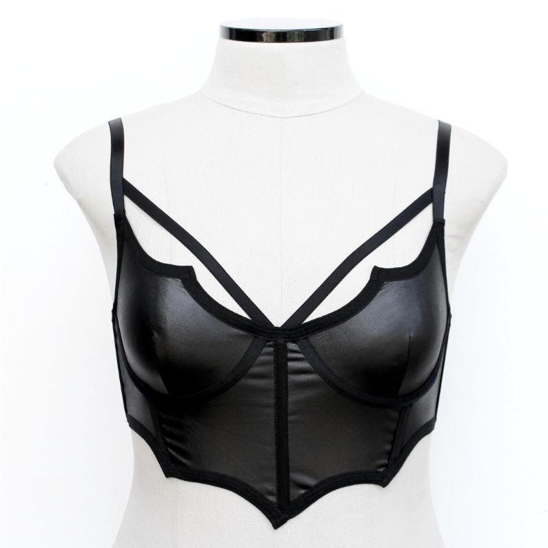 Corpete Cropped Top Strappy Morcego Bat Gótico Alternativo