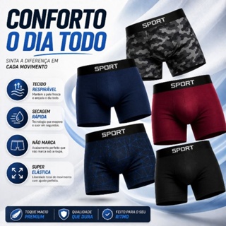 Kit 5 Cuecas Boxer box masculina microfibra em Oferta na Shopee