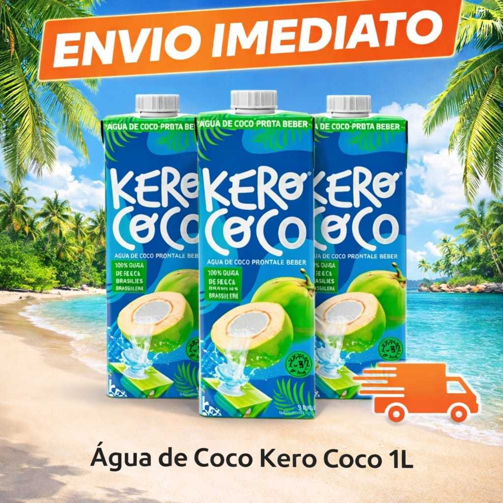 Kit 3 Água de Coco Kero Coco 1L cada Natural Pronta para Beber Sem Conservantes Refrescante