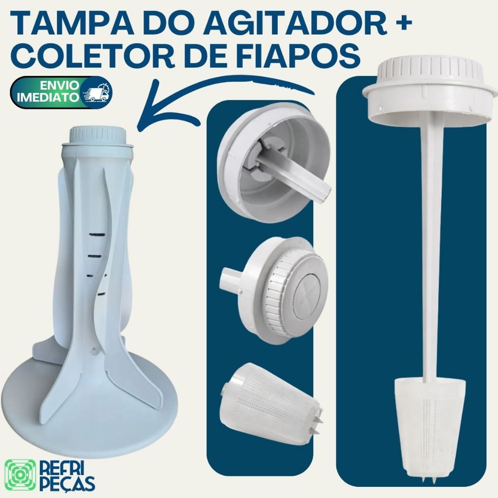 FILTRO COLETOR DE FIAPOS + TAMPA DO AGITADOR BRASTEMP CONSUL LAVADORA MAQUINA DE LAVAR 8 BLADES