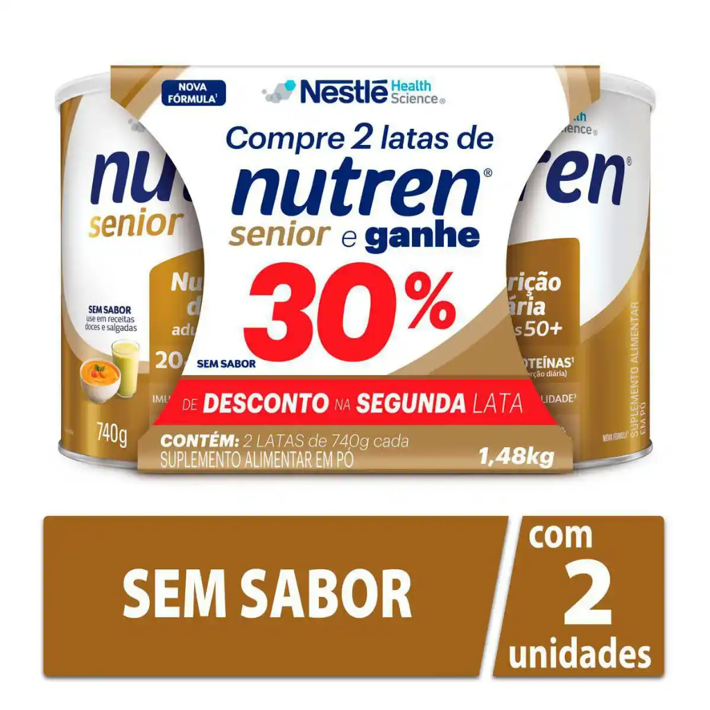 Kit 02 Latas Nutren Sênior Sem Sabor 740g cada