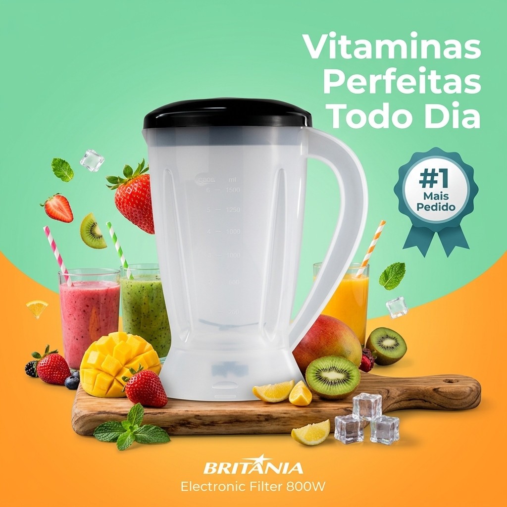 Copo Liquidificador Britânia Eletronic 800w 900w Translúcido Jarra Liquidificador Britânia