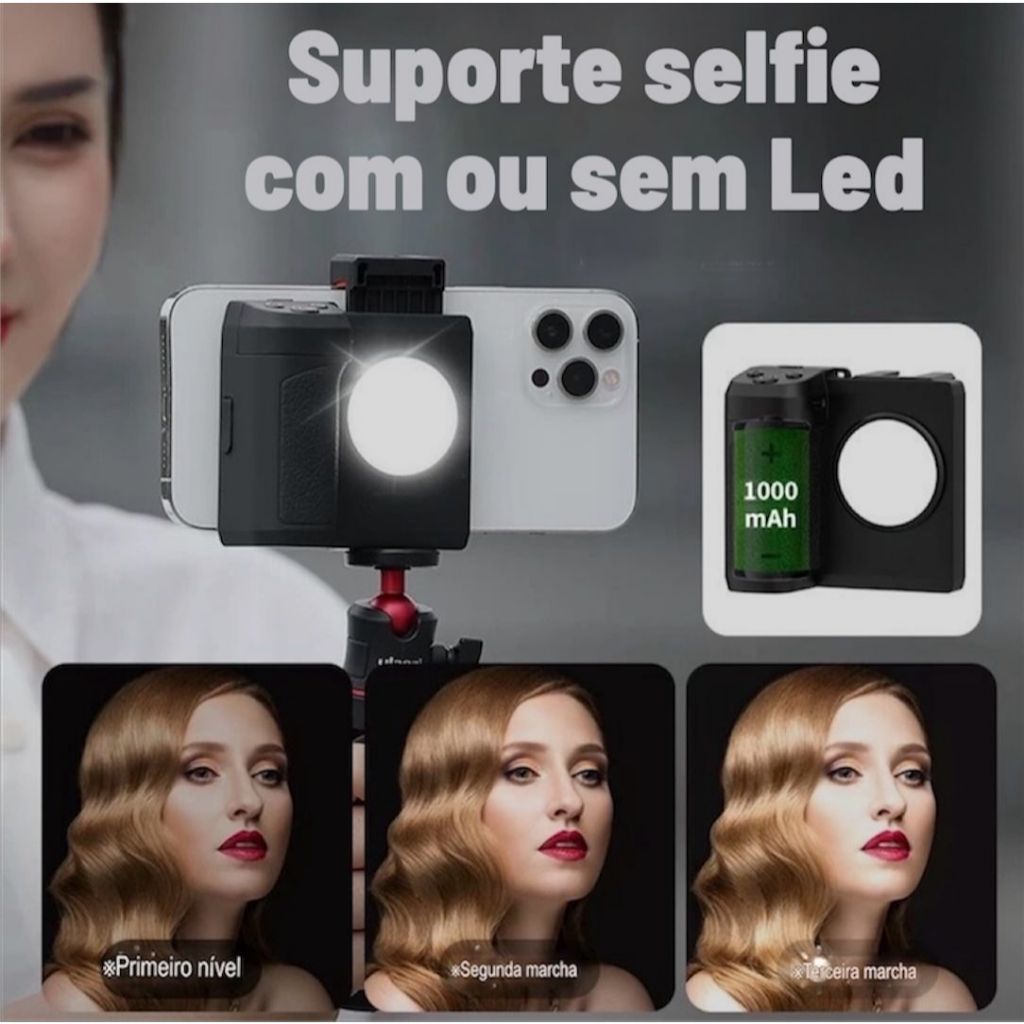 Suporte Celular Smartphone Selfie Grip Alça Bluetooth sem fio com luz de preenchimento COM OU SEM LED