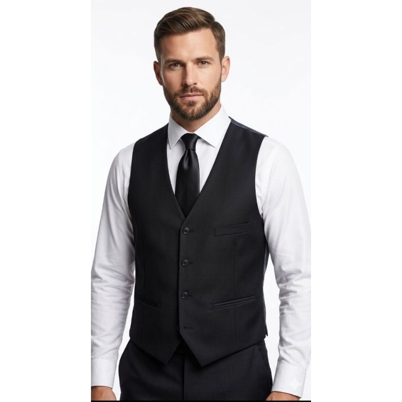 Colete Social Masculino Slim Oxford Preto com Regulagem para Ajuste Perfeito