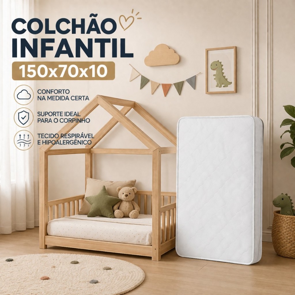 Colchão Para Cama Infantil Criança Espuma 150x70 Envio Imediato