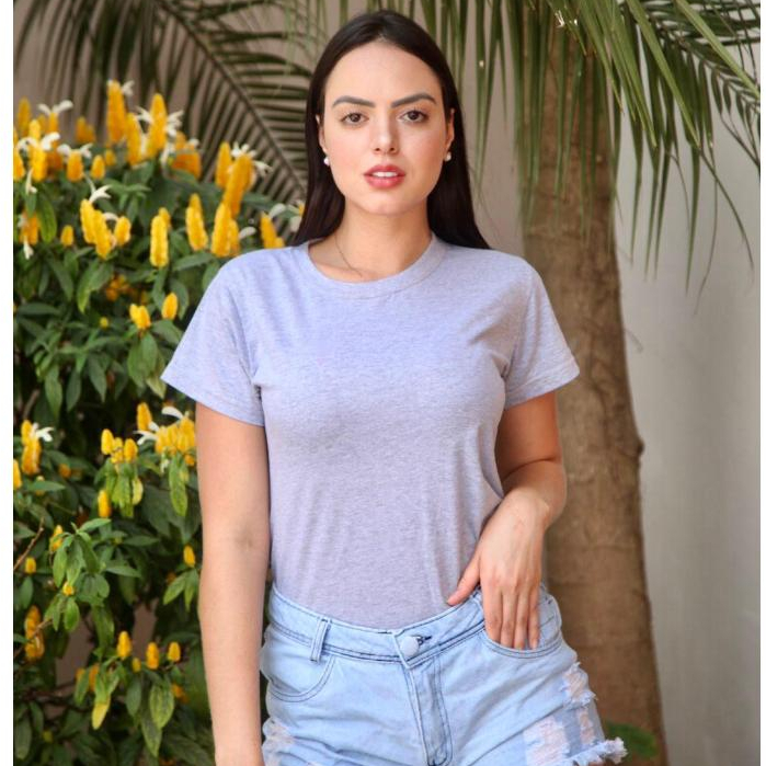 Camiseta Baby Look Feminina 100% Algodão Blusa Lisa Casual pro Dia a Dia outras cores em Oferta na Shopee