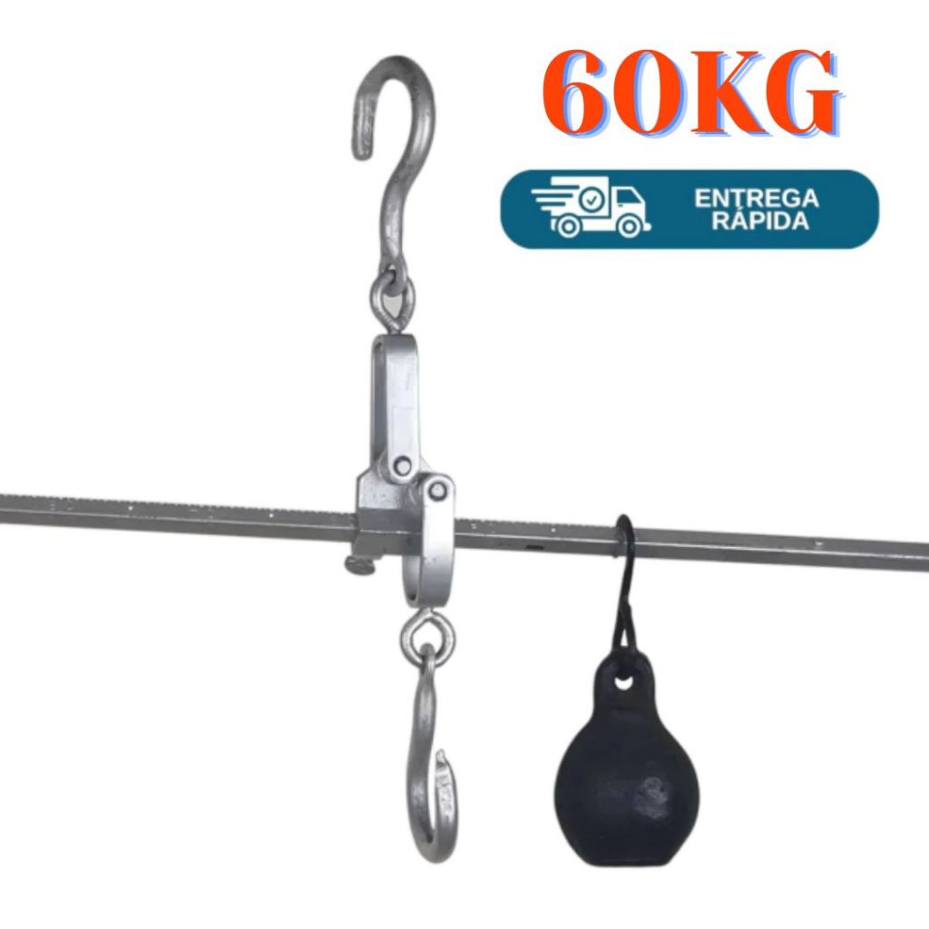 Balança de Vara até 60kg Varão Reforçado Açougue Mercado Feira Comércio Gancho