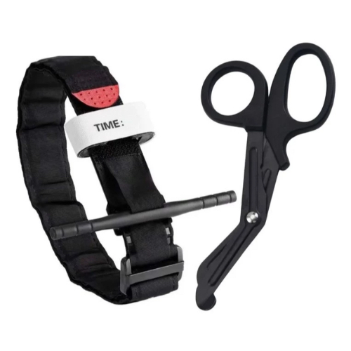 Kit Torniquete Tático Militar e Tesoura Ponta Romba Grande