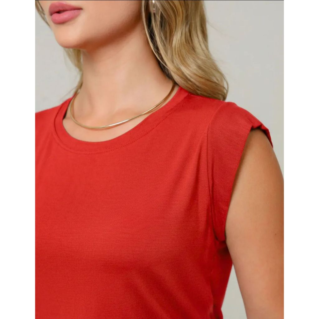 Blusa Feminina Muscle Tee T-Shirt Gola Redonda Lisa Casual Versátil Preto