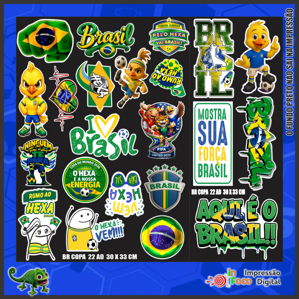 Kit Adesivos - Copa do mundo 2026 - Futebol - Brasil - Stikers