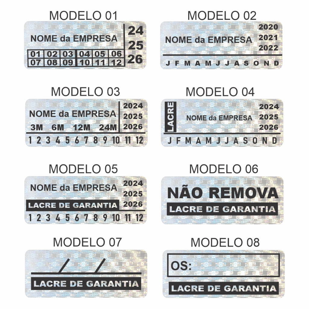 500UN Lacre 3X1 CM Holográfico destrutivo garantia e segurança
