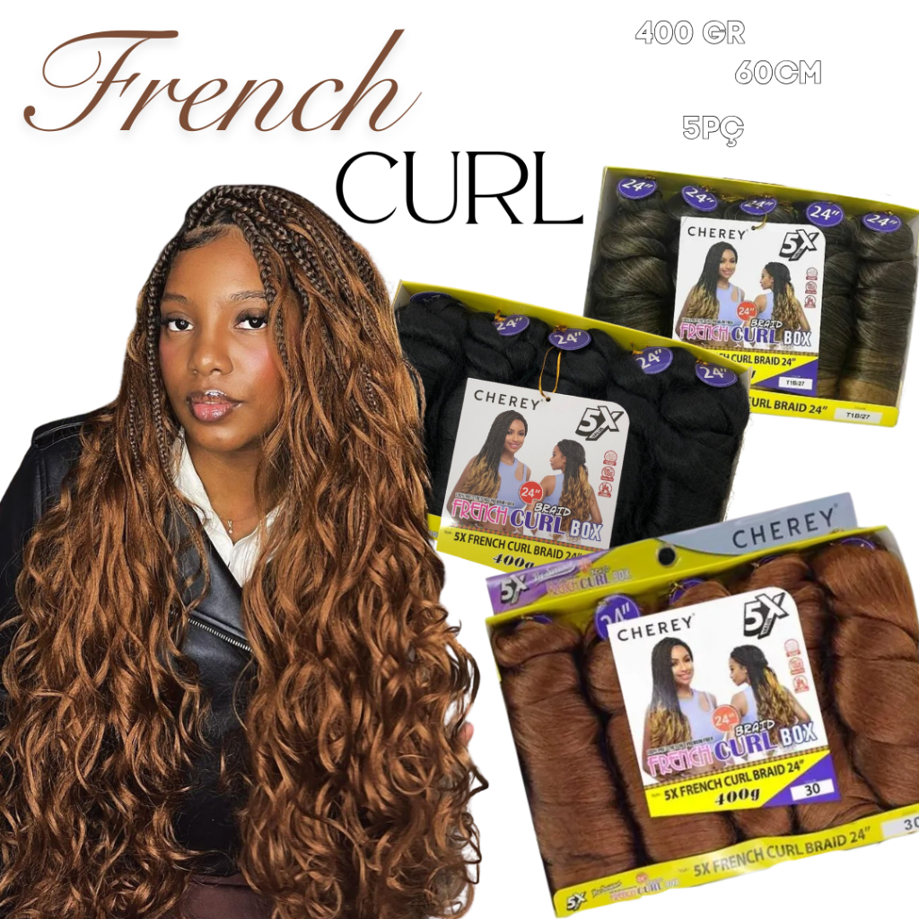 French Curl Braid  Cherey Cabelo para Tranças 60cm Fibra Premium 400g em Oferta na Shopee