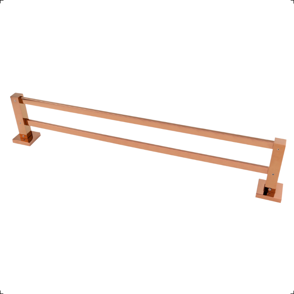 Suporte Porta Toalha Banho Duplo Banheiro Inox 304 Rose Gold