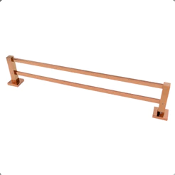 Suporte Porta Toalha Banho Duplo Banheiro Inox 304 Rose Gold