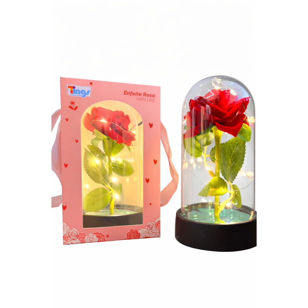Rosa Encantada A Bela e a Fera Luminária LED Presente Dia dos Namorados Mães Cúpula Acrílico