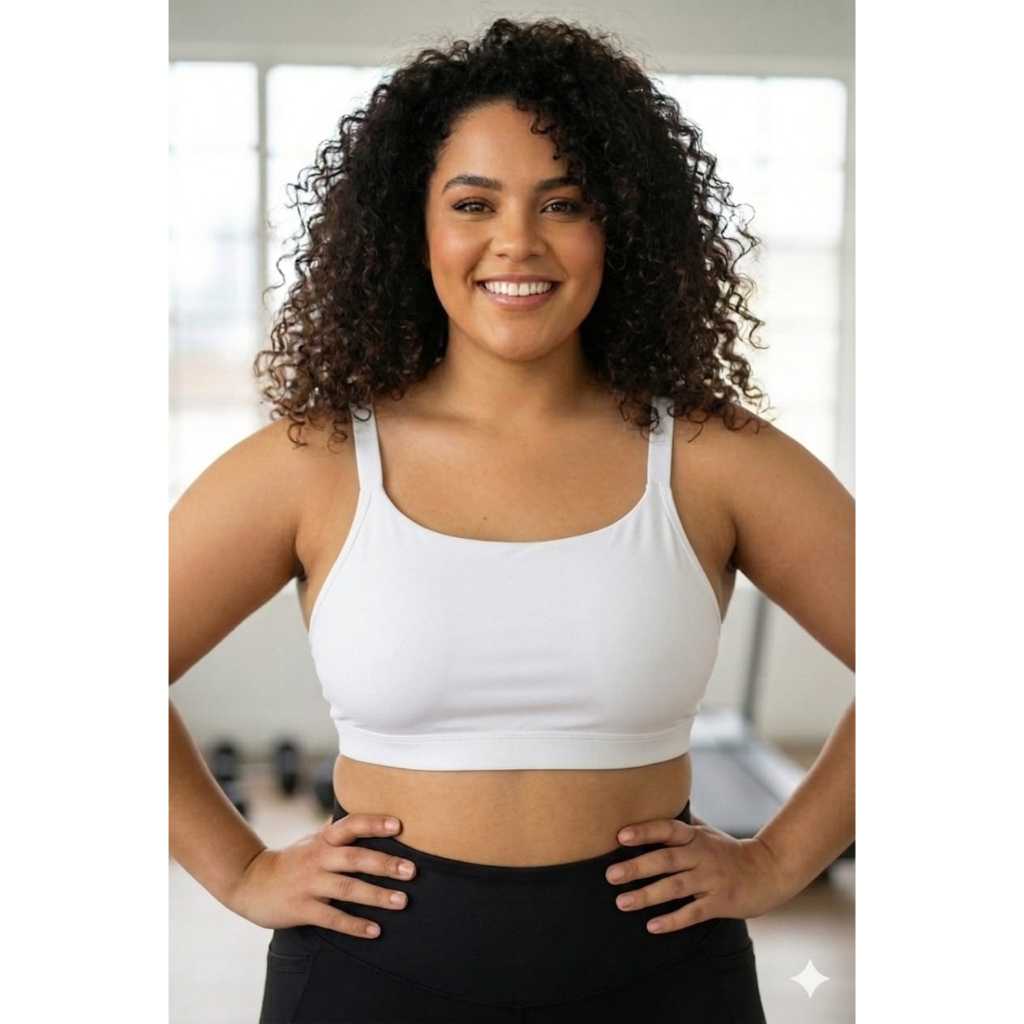 Top esportivo Fitness plus sise com bojo Removivel e Alças ajustáveis Sutiã Top Faixa Academia plus sise alça 18 mm