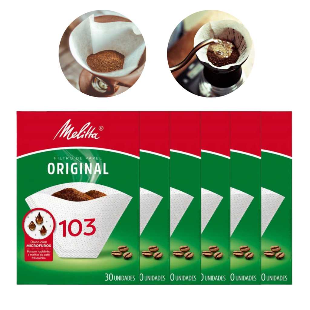 Kit 6 Filtro De Papel Melitta Para Café 103 Original Coador Descartavel Maquina