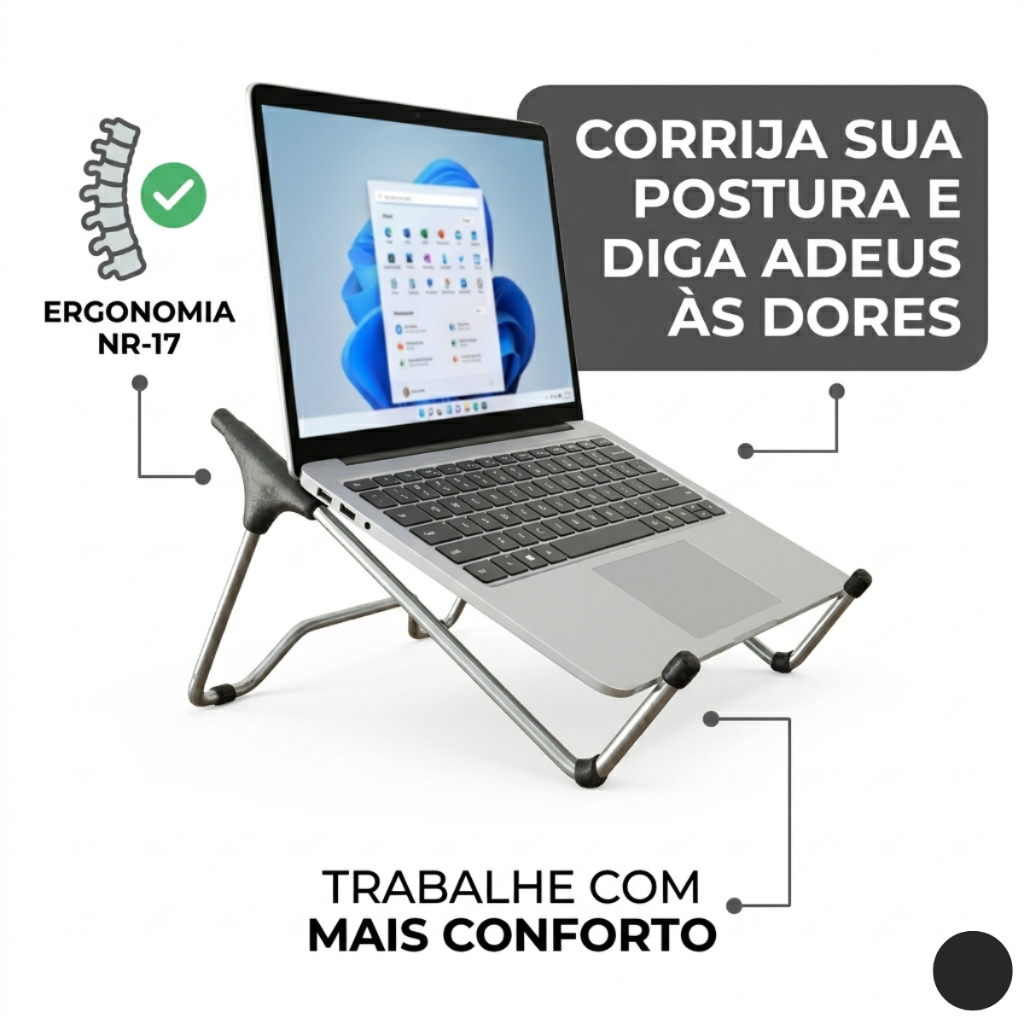 Suporte para Notebook Tablet Dobrável em Metal para Aparelhos de ate 15,6 Polegadas