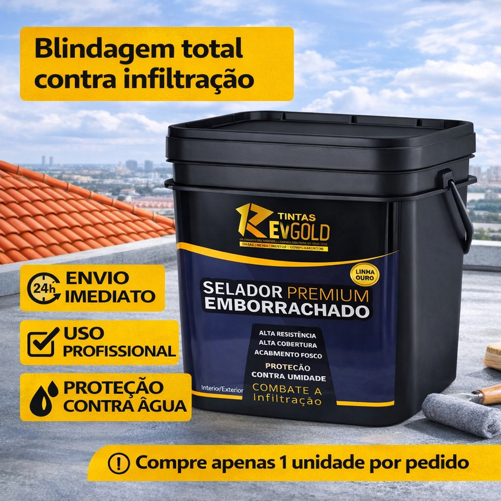 Tinta Borracha 18kg Líquida Revgold Reboco Laje Paredes Super Proteção Impermeável Envio 24Hrs -
