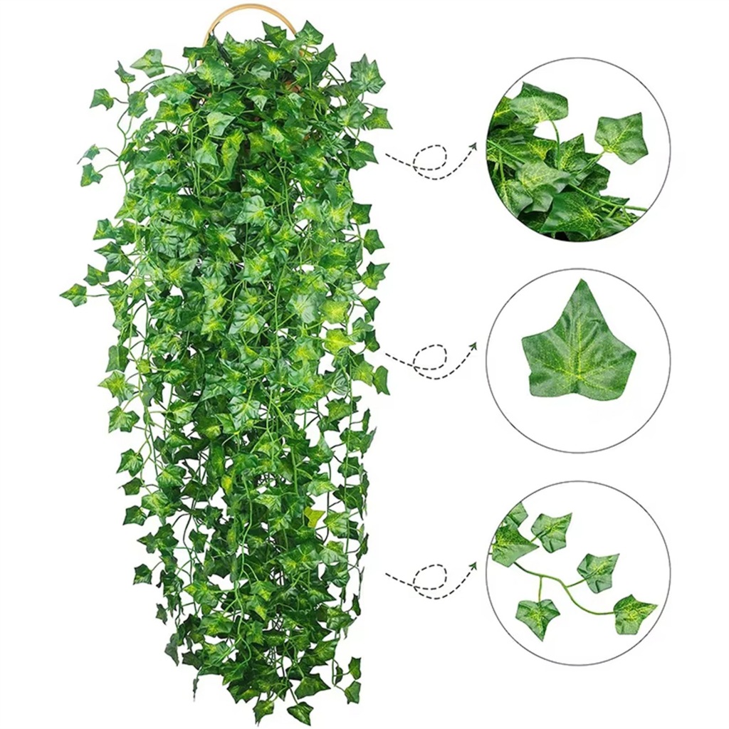 Verde Planta Artificial Trepadeira Ramas Folhagem, Pendente planta pendurada, decorativa