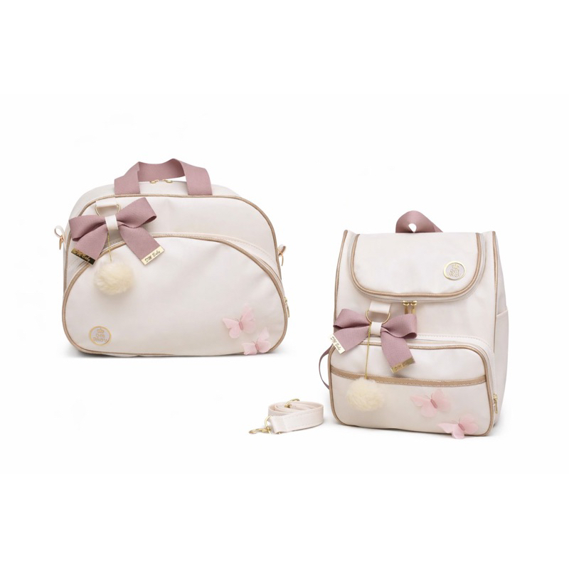 Kit Bolsa Maternidade Luxo 2 Peças Bolsa G E Mochila Multifuncional Térmica Impermeável Envio Imediato