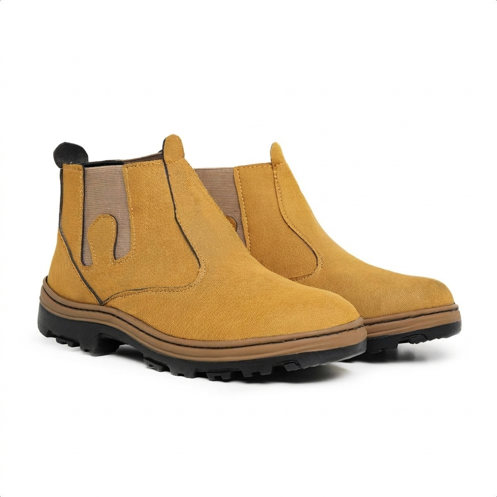 Bota Masculina Com Elástico Botina Rural Trabalho Dia A Dia Couro Sintético Em Lona