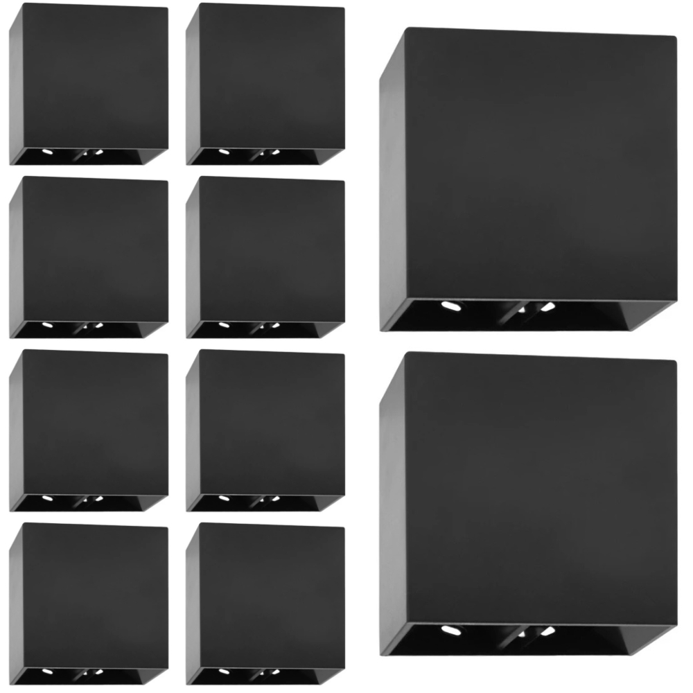 Kit 20x Arandela Slim Preta Externa Facho Duplo Ajustável Led 4w 3000K IP67 Branco Quente Bivolt