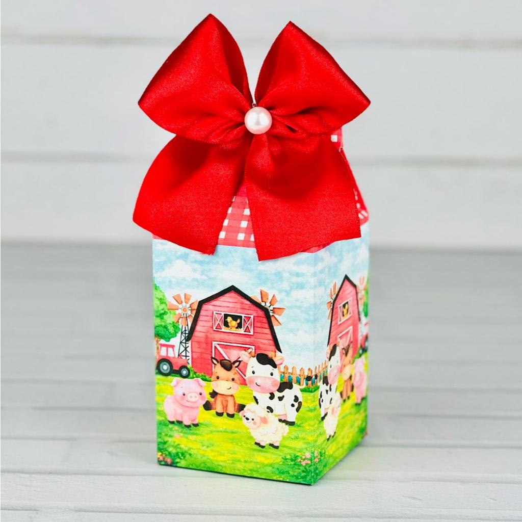 10 Caixa Milk Personalizada Tema Fazendinha Vermelha Lembrancinha Festa Infantil Decoração Aniversário