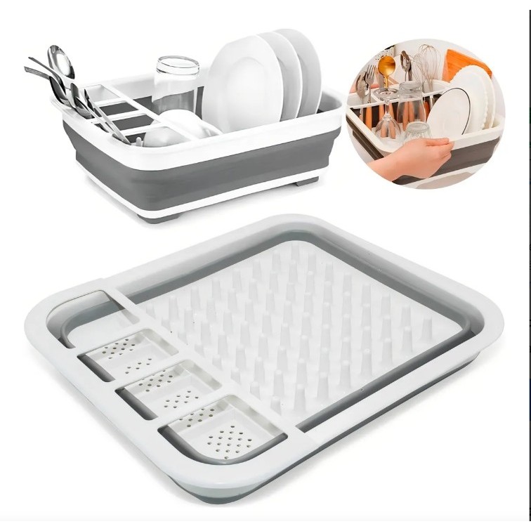 Escorredor Moderno De Louça Retrátil Talheres Pratos Silicone Dobrável Copo Organizador de Pia