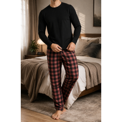 Pijama Conjunto Inverno Manga Longa Gola Redonda Calça Viscolycra Confortável do Smara Modas