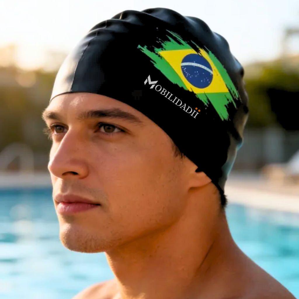 Touca Natação Silicone Mobilidadii Adulto Preta Brasil