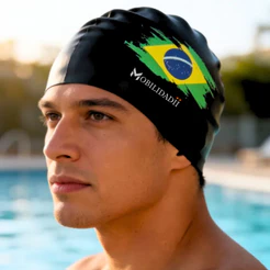 Touca Natação Silicone Mobilidadii Adulto Preta Brasil