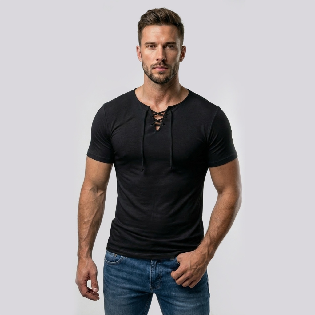 Camiseta Camiseta Slim Bata Masculina Viscolycra Manga Curta