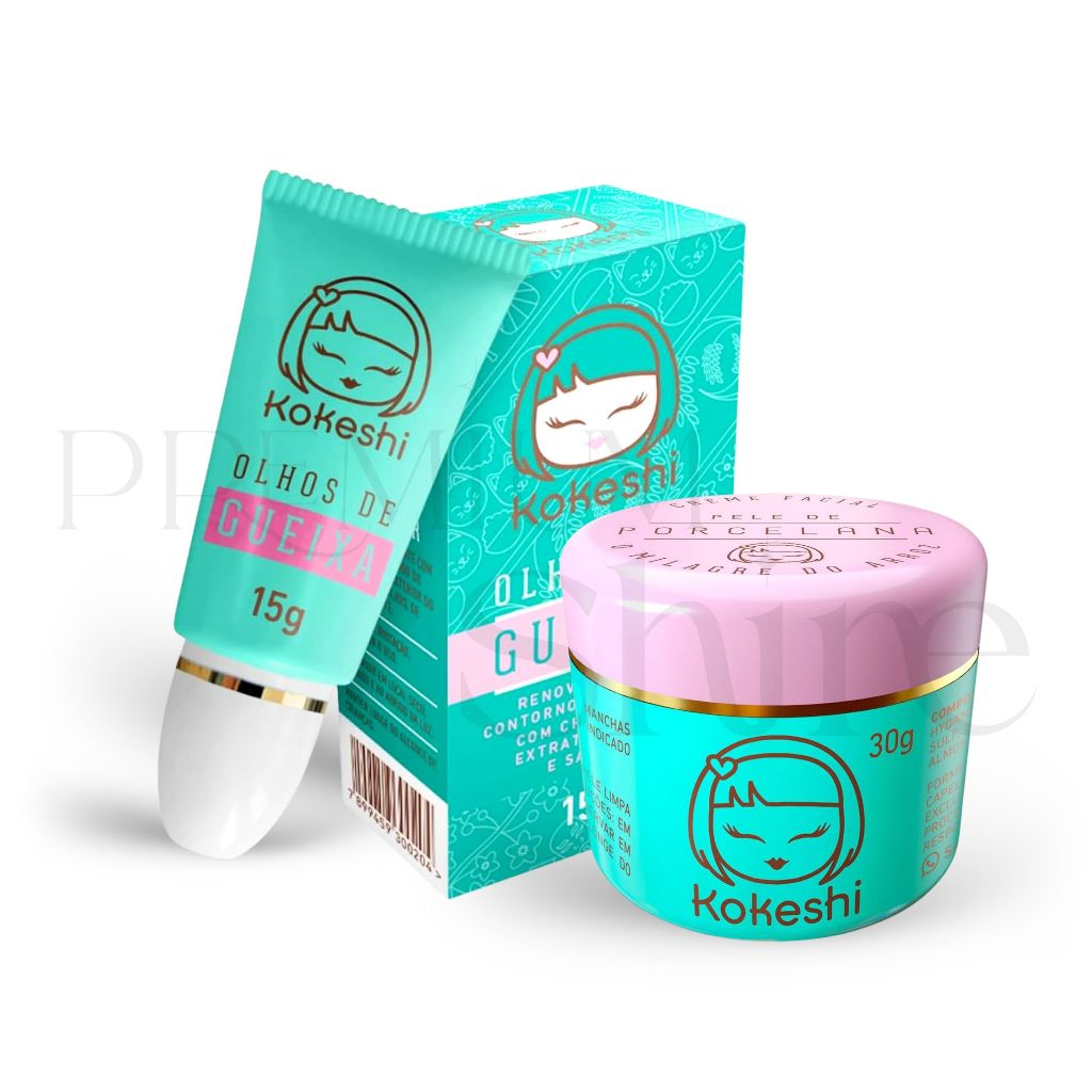Renovadores Faciais Kokeshi Pele Porcelana 30g Olhos Gueixa 15g