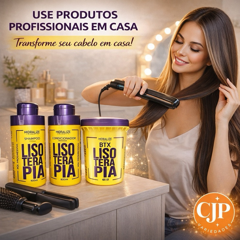 Kit Pós Progressiva BTX Hidralize Lisoterapia Shampoo Condicionador Máscara Liso Sem Frizz