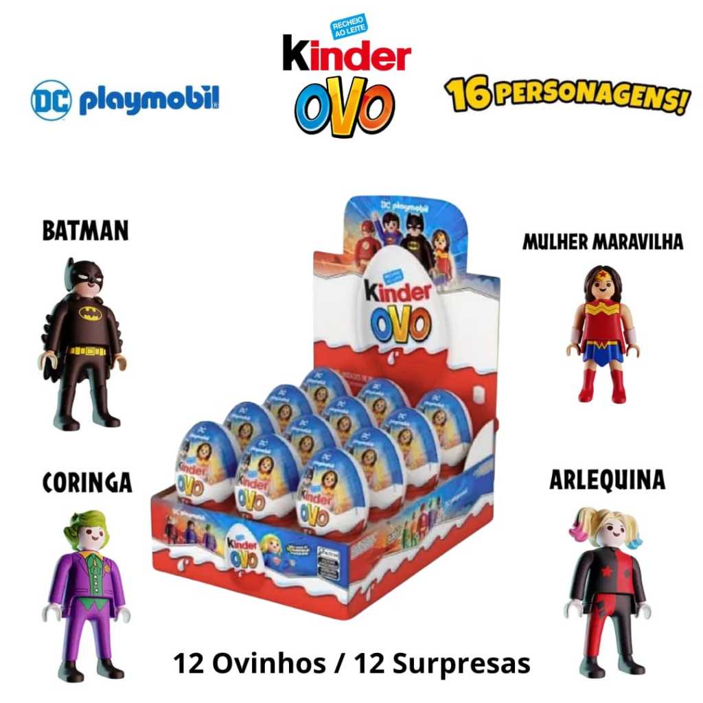 Kinder Ovo Playmobil 20g Original Ferrero/ Brinquedo Surpresa/ Kit 2, 4,6 ou 8 Unidades