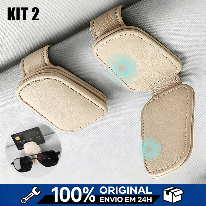 Suporte de Óculos para Carro Porta Óculos Clipe Magnético em Couro PU p/ Viseira Veicular Universal em Oferta na Shopee