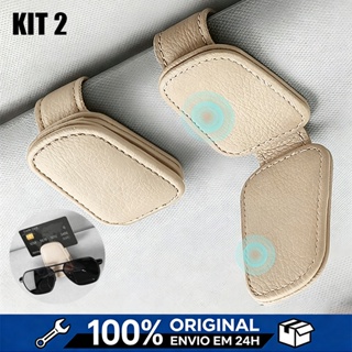 Suporte de Óculos para Carro Porta Óculos Clipe Magnético em Couro PU p/ Viseira Veicular Universal em Oferta na Shopee
