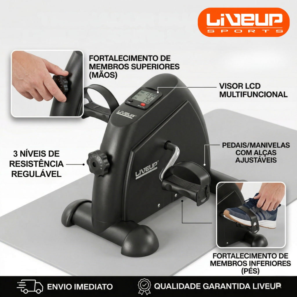 Mini Bike Bicicleta Ergométrica Cicloergômetro Com Monitor Fisioterapia Liveup
