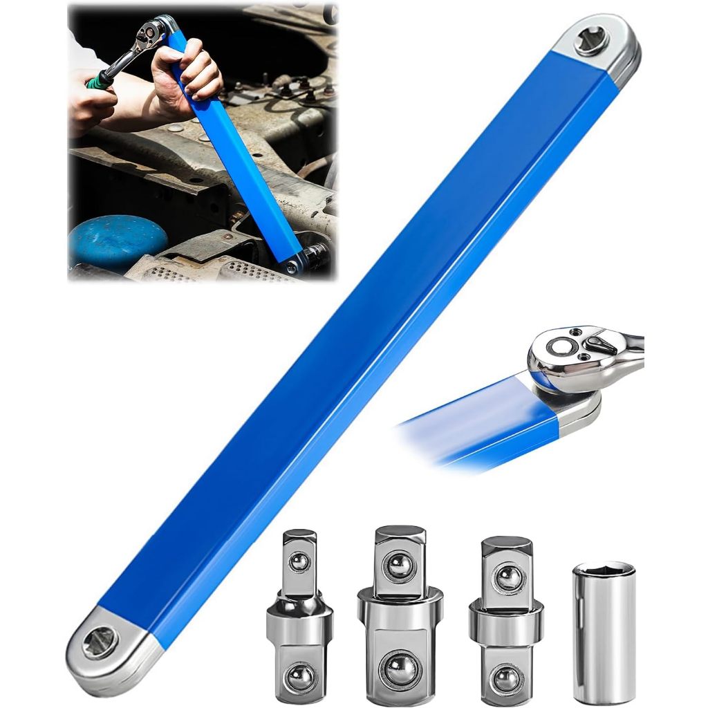 Kit Chave Extensão Desvio 15 Polegadas com 4 Adaptadores - Fácil Usar, para Carro e Catraca de Soquete
