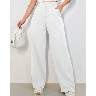 calça feminina branca A&DD MODA, REF: 3271--BX003 Calça Feminina Cintura Alta, Calça Casual Feminina, Calça Perna Larga